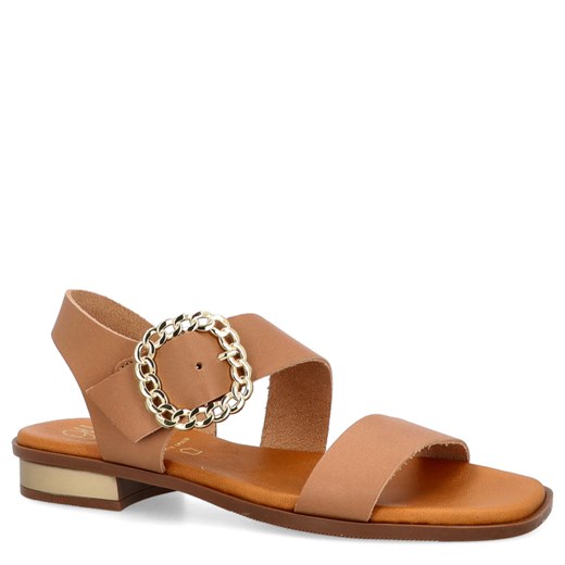 Eleganckie sandały ze skóry - OH! MY SANDALS 5594 JASNY BRĄZ ze sklepu Tymoteo.pl - sklep obuwniczy w kategorii Sandały damskie - zdjęcie 179464382