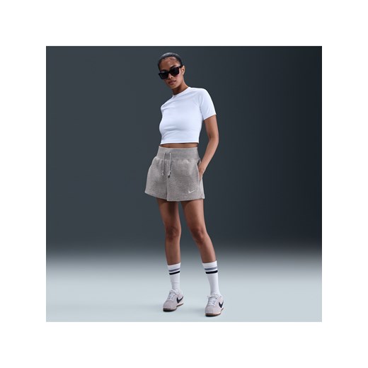 Damskie spodenki z wysokim stanem o luźnym kroju Nike Sportswear Phoenix Fleece - Szary ze sklepu Nike poland w kategorii Szorty - zdjęcie 179464580
