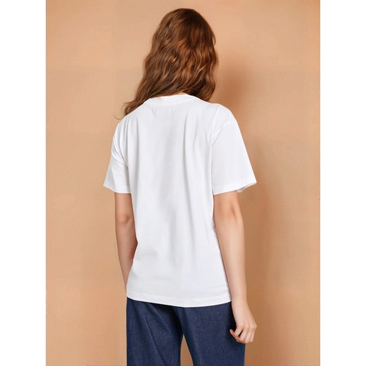 Sinsay - Koszulka z haftowanym napisem - biały Sinsay S Sinsay