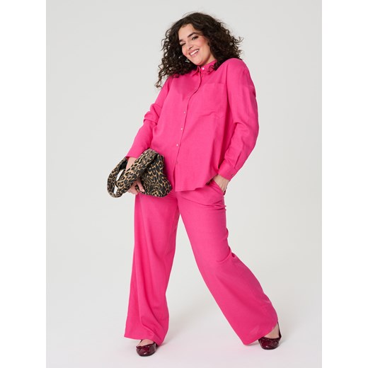 Sinsay - Koszula z domieszką lnu PLUS SIZE - różowy Sinsay 2XL Sinsay