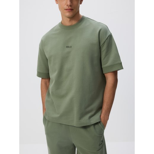 Reserved - T-shirt boxy z nadrukiem - jasnozielony Reserved XL Reserved