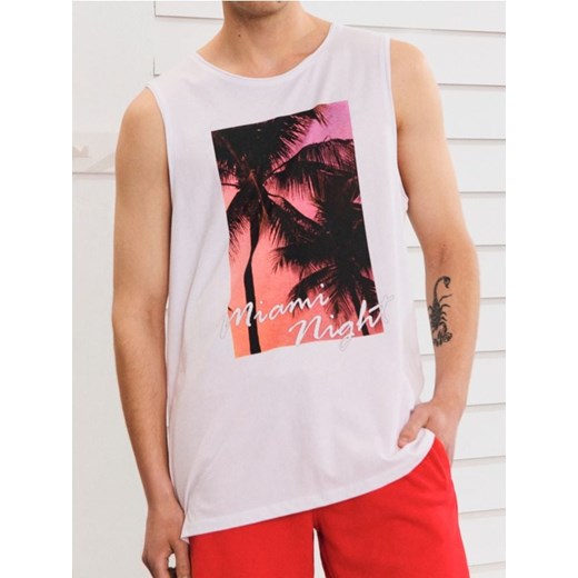 Sinsay - Tank top z nadrukiem - biały ze sklepu Sinsay w kategorii T-shirty męskie - zdjęcie 179469754