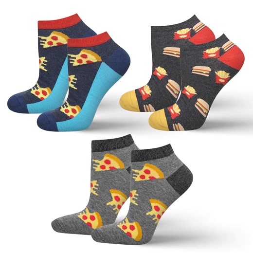 Zestaw 3x Stopki męskie kolorowe SOXO GOOD STUFF bawełniane pizza | fastfood ze sklepu Sklep SOXO w kategorii Skarpetki męskie - zdjęcie 179470000