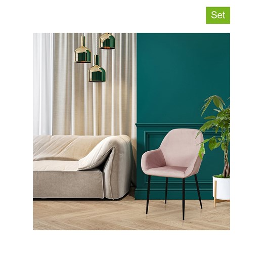 Rétro Chic Krzesła (2 szt.) &quot;Giulia&quot; w kolorze jasnoróżowym - 59 x 84 x 44,5 cm ze sklepu Limango Polska w kategorii Krzesła biurowe - zdjęcie 179470960