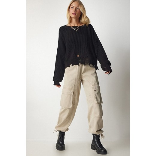 Happiness Istanbul Sweter w kolorze czarnym Happiness Istanbul onesize wyprzedaż Limango Polska