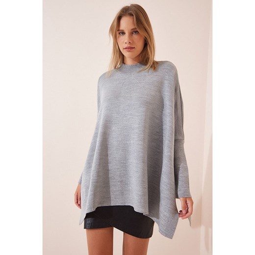 Happiness Istanbul Sweter w kolorze szarym Happiness Istanbul onesize promocja Limango Polska