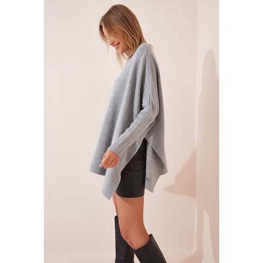 Happiness Istanbul Sweter w kolorze szarym Happiness Istanbul onesize Limango Polska okazja