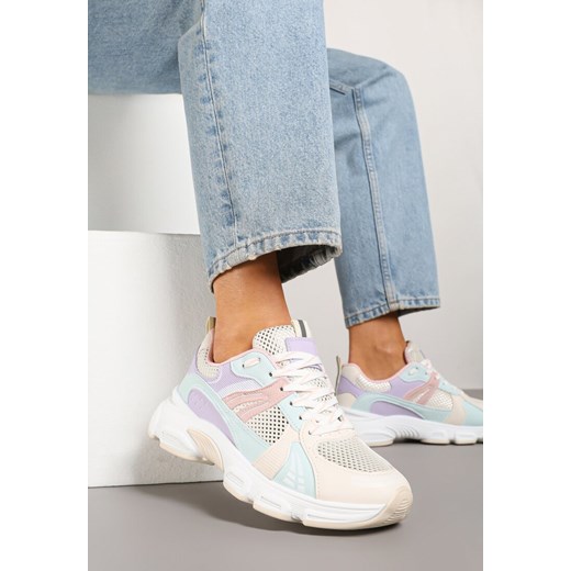 Biało-Fioletowe Streetwearowe Sneakersy ze Wstawkami z Siateczki Deylisse ze sklepu renee.pl w kategorii Buty sportowe damskie - zdjęcie 179472622