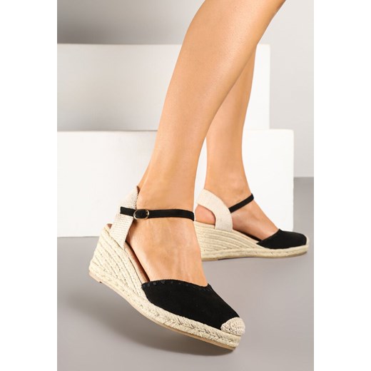 Czarne Sandały Espadryle na Koturnie w Stylu Boho Merilwena ze sklepu born2be.pl w kategorii Espadryle damskie - zdjęcie 179473341