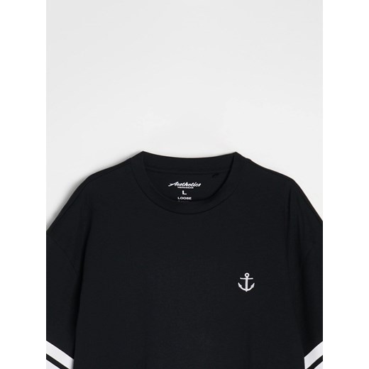 Czarny t-shirt męski Sinsay 