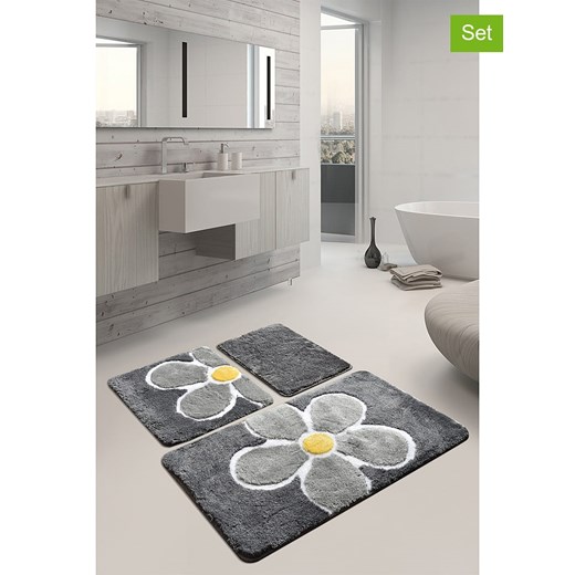 Elizabed Dywaniki łazienkowe (3 szt.) &quot;Flower&quot; w kolorze szarym ze sklepu Limango Polska w kategorii Akcesoria łazienkowe - zdjęcie 179479320