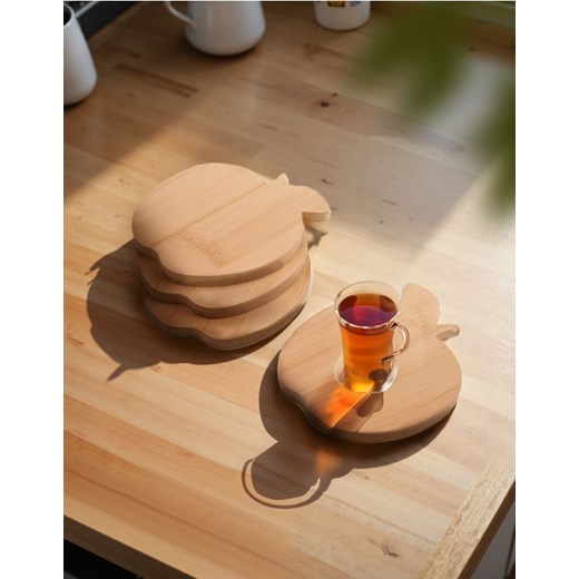 Sinsay - Podkładki pod kubki w kształcie jabłek 4 pack - beżowy Sinsay One Size Sinsay