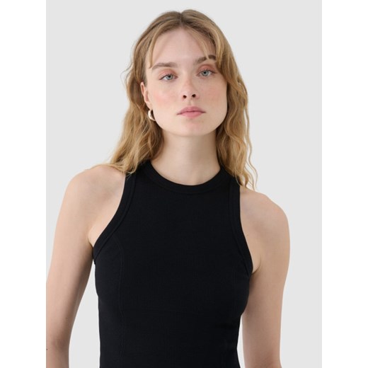 Damski top basic 4F 4FWSS25TSLEF119 - czarny ze sklepu Sportstylestory.com w kategorii Bluzki damskie - zdjęcie 179485233