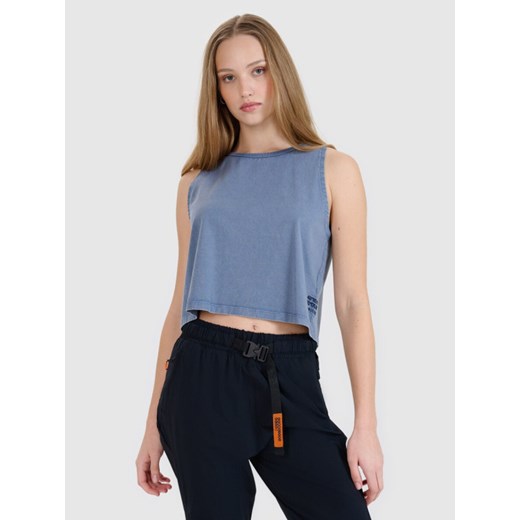Damski t-shirt z nadrukiem 4F 4FWSS25TSLEF160 - niebieski ze sklepu Sportstylestory.com w kategorii Bluzki damskie - zdjęcie 179485241