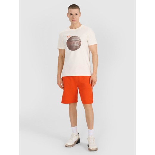 Męski t-shirt z nadrukiem 4F 4FRSS25TTSHM3093 - beżowy ze sklepu Sportstylestory.com w kategorii T-shirty męskie - zdjęcie 179485673