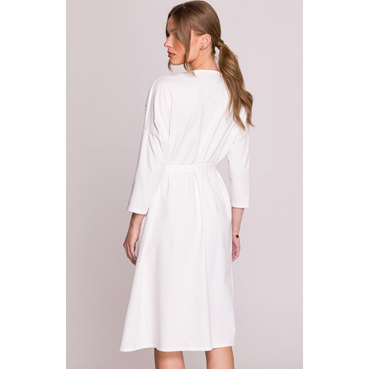 Sukienka oversize z modalu ecru S403, Kolor ecru, Rozmiar 2XL/3XL, Stylove ze sklepu Primodo w kategorii Sukienki - zdjęcie 179487570