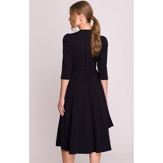 Sukienka damska z przeplotem z modalu czarna S404, Kolor czarny, Rozmiar L, Stylove ze sklepu Intymna w kategorii Sukienki - zdjęcie 179488024