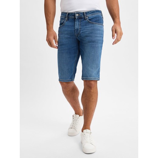 Pepe Jeans Męskie spodenki jeansowe - Cash Mężczyźni medium stone jednolity ze sklepu vangraaf w kategorii Spodenki męskie - zdjęcie 179489733