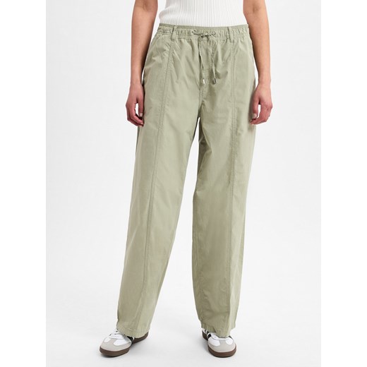 HUGO BLUE Damskie spodnie materiałowe - Hinduli-1 D_B Kobiety Bawełna khaki jednolity ze sklepu vangraaf w kategorii Spodnie damskie - zdjęcie 179489751