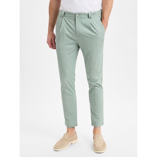 Finshley & Harding Męskie spodnie plisowane - Todd Tapered Slim Fit Mężczyźni seledynowy jednolity ze sklepu vangraaf w kategorii Spodnie męskie - zdjęcie 179489762