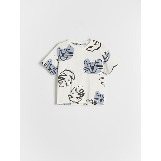 Reserved - Bawełniany t-shirt - złamana biel Reserved 98 (2-3 lata) Reserved