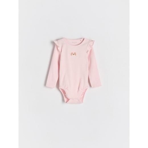 Reserved - Prążkowane body z haftem - pastelowy róż ze sklepu Reserved w kategorii Odzież dla niemowląt - zdjęcie 179491233