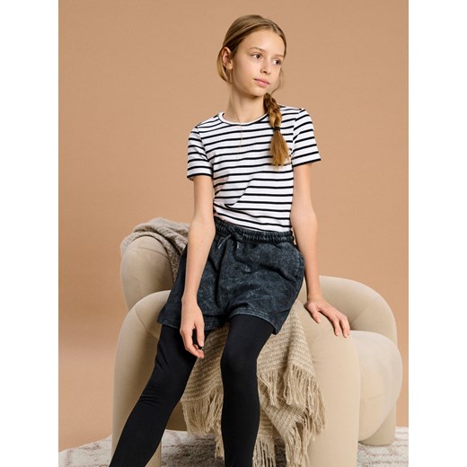 Sinsay - Szorty z efektem sprania - czarny Sinsay 158 Sinsay