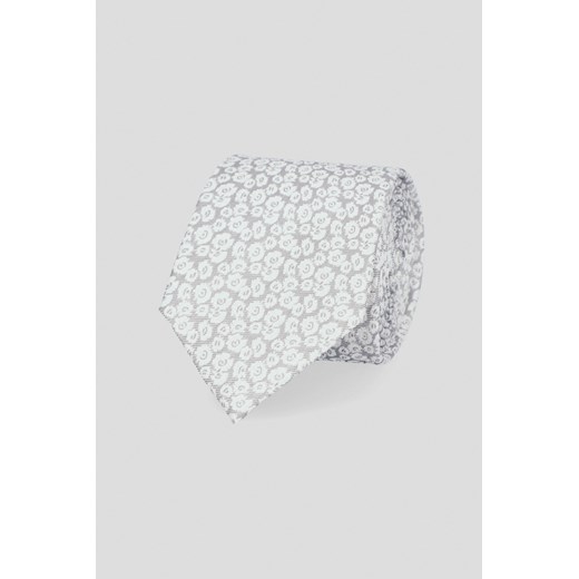 Krawat Szary Jedwabny Wzór w Kwiaty Lancerto One Size Lancerto S.A.
