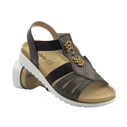 Sandały damskie ze skórzaną wkładką czarne INBLU CN-52 ze sklepu ulubioneobuwie w kategorii Sandały damskie - zdjęcie 179494814