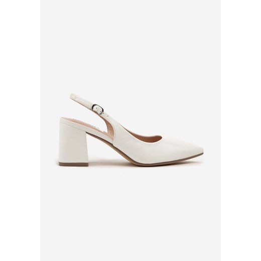 Białe Sandały Slingback na Słupkowym Obcasie Tenella Renee 38 promocja renee.pl