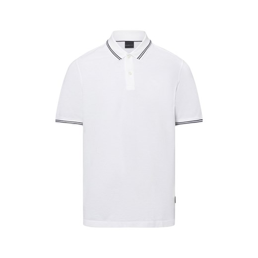 Bugatti Męska koszulka polo Mężczyźni Bawełna biały jednolity ze sklepu vangraaf w kategorii T-shirty męskie - zdjęcie 179497993