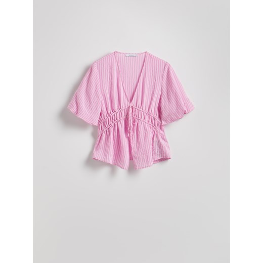 Reserved - Bluzka w paski - różowy Reserved S Reserved