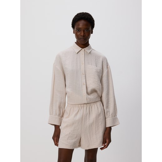 Reserved - Szorty z wiskozą - beżowy Reserved S Reserved