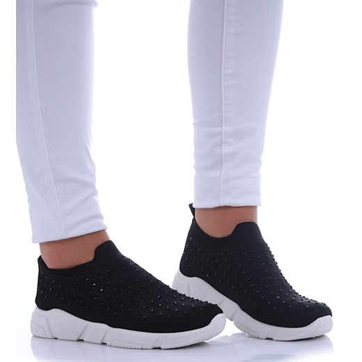 Wsuwane czarne buty sportowe /D4-3 17506 G182/ ze sklepu Pantofelek24.pl w kategorii Buty sportowe damskie - zdjęcie 179503103