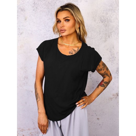 ASYMETRYCZNY T-SHIRT OVERSIZE- CZARNY ze sklepu olika.com.pl w kategorii Bluzki damskie - zdjęcie 179504903