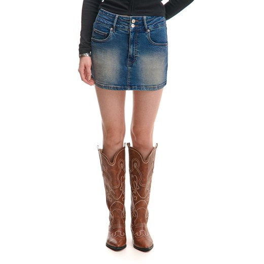 Cropp - Jeansowa spódnica mini w stylu vintage - niebieski ze sklepu Cropp w kategorii Spódnice - zdjęcie 179505264