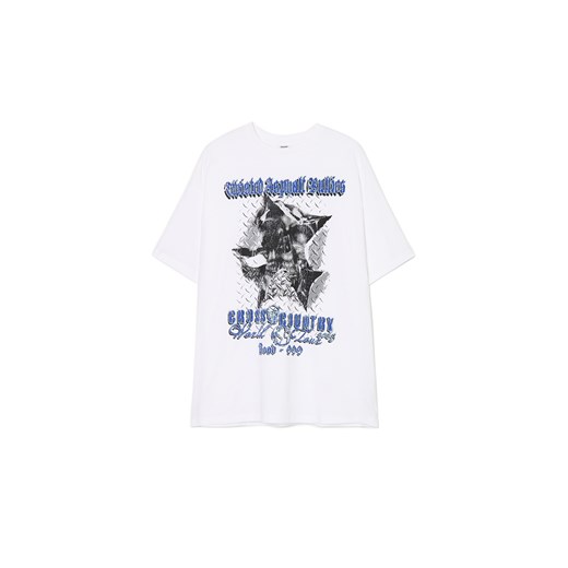 Cropp - T-shirt z kolorowym nadrukiem - biały ze sklepu Cropp w kategorii Bluzki damskie - zdjęcie 179505281
