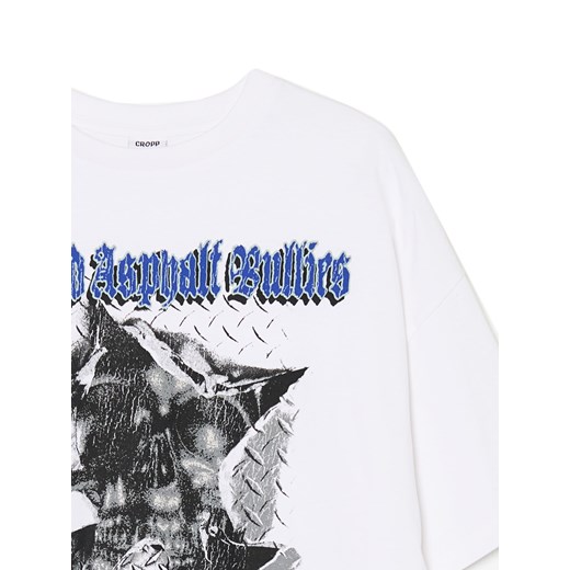 Cropp - T-shirt z kolorowym nadrukiem - biały Cropp L Cropp