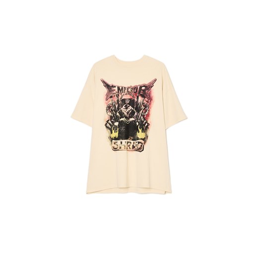 Cropp - T-shirt z kolorowym nadrukiem - beżowy ze sklepu Cropp w kategorii Bluzki damskie - zdjęcie 179505284