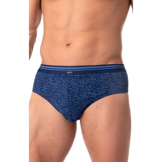2-pack bawełniane slipy męskie w morskie fale MPP 748, Kolor niebieski-wzór, Rozmiar M, Key ze sklepu Primodo w kategorii Majtki męskie - zdjęcie 179507971