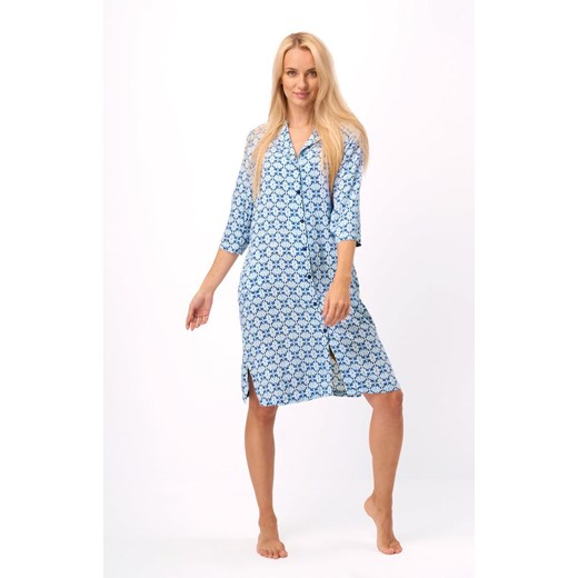 Wiskozowa koszula nocna etno LND 721, Kolor niebieski-wzór, Rozmiar S, Key ze sklepu Intymna w kategorii Koszule nocne - zdjęcie 179508814