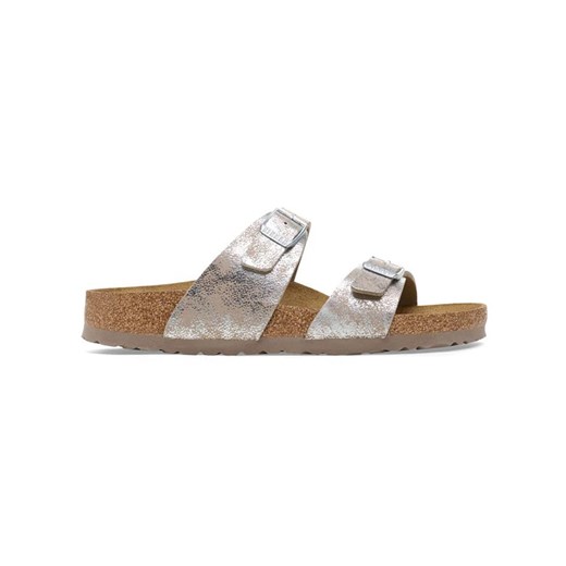 Klapki damskie BIRKENSTOCK srebrne bez zapięcia na lato płaskie 