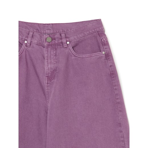 Cropp - Jeansowe szorty jorts z efektem sprania - fioletowy Cropp 36 Cropp