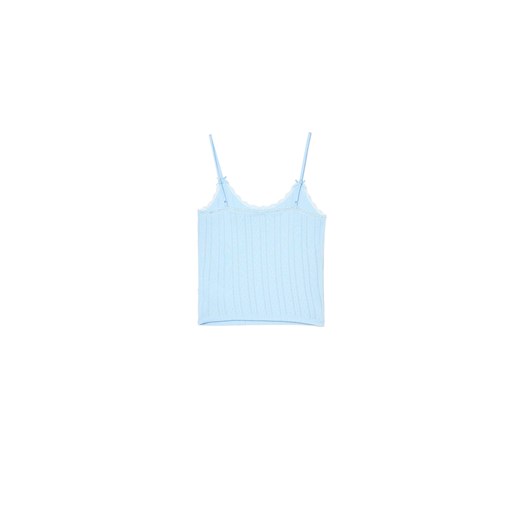 Cropp - Błękitny top na ramiączkach z bawełny - błękitny Cropp XS Cropp