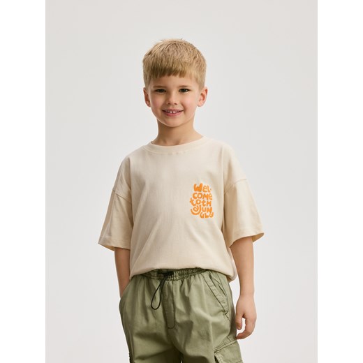 Reserved - T-shirt z nadrukiem - kremowy Reserved 146 (10 lat) Reserved