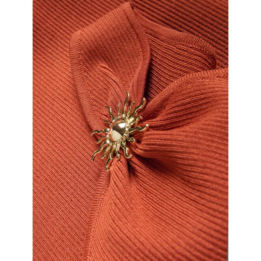 Czerwona bluzka damska Reserved na lato z okrągłym dekoltem bez rękawów 