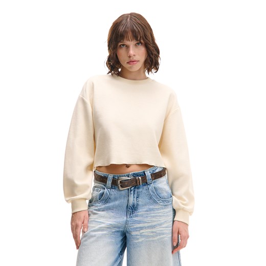 Cropp - Kremowa bluza ze strukturalnym wzorem - kremowy ze sklepu Cropp w kategorii Bluzy damskie - zdjęcie 179515532