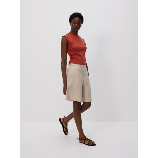 Reserved - T-shirt z ozdobnym marszczeniem - miedziany ze sklepu Reserved w kategorii Bluzki damskie - zdjęcie 179515874