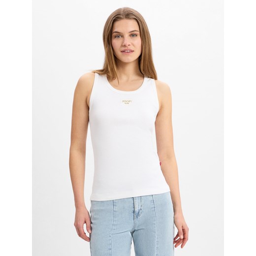 Joop Jeans Top damski - Tana Kobiety Bawełna biały jednolity ze sklepu vangraaf w kategorii Bluzki damskie - zdjęcie 179522001