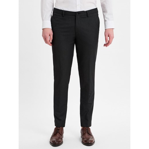 Finshley & Harding London Męskie spodnie materiałowe - Kevin Mężczyźni Sztuczne włókno antracytowy jednolity ze sklepu vangraaf w kategorii Spodnie męskie - zdjęcie 179522023